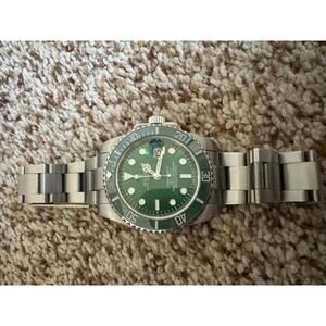 Green Submariner Stainless Steel Watch with Green Bezel